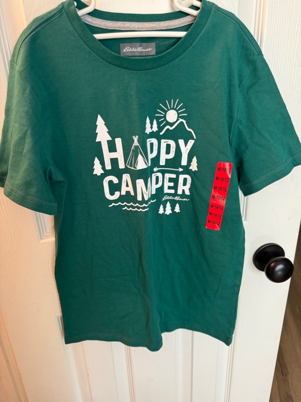 Boys- Medium- Eddie Bauer Green 'Happy Camper' Graphic Tee